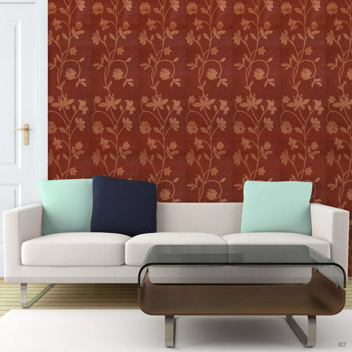 Doodad Fragrant Heritage Self Adhesive Maroon DIY wallpaper for wall - Doodad