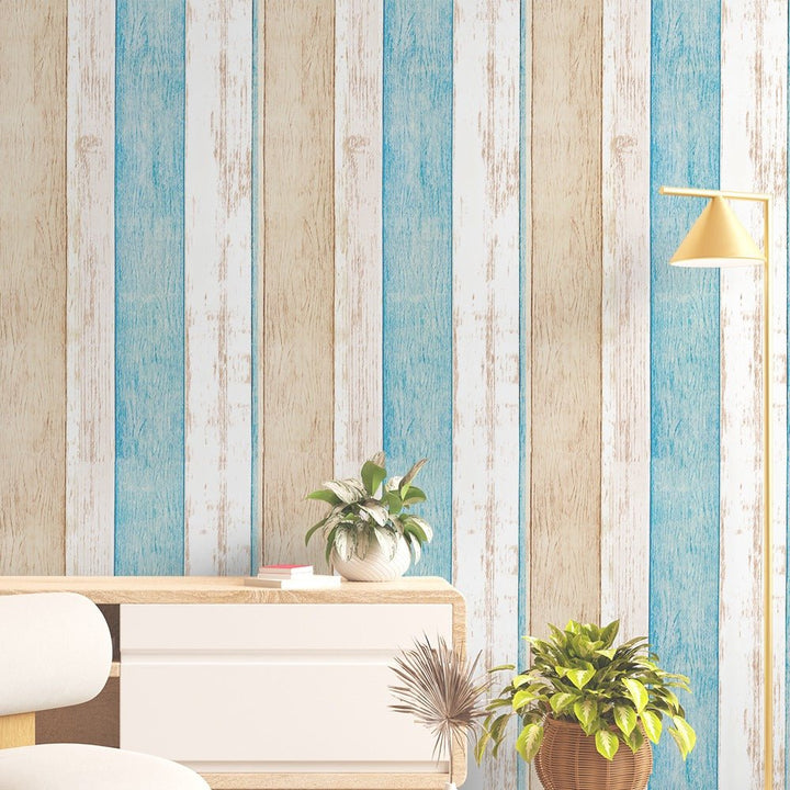 Doodad Strip Line Self Adhesive Blue And Orange DIY Wallpaper for Wall - Doodad