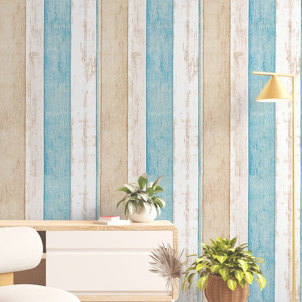 Doodad Strip Line Self Adhesive Blue And Orange DIY Wallpaper for Wall