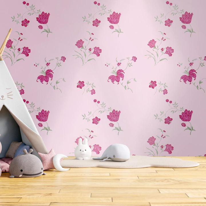 Doodad Aesthetic Pink Floral DIY wallpaper for wall - Doodad