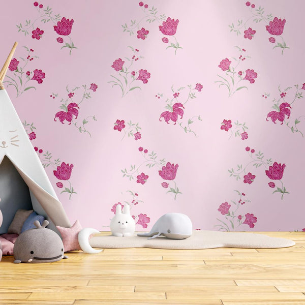 Doodad Aesthetic Pink Floral DIY wallpaper for wall