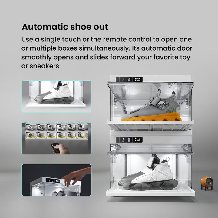 ANT BOX Smart Display Case | Remote Control, Auto Open/Close, LED Lights | Ideal for Sneakers, Toys, Collectibles & Gifts.