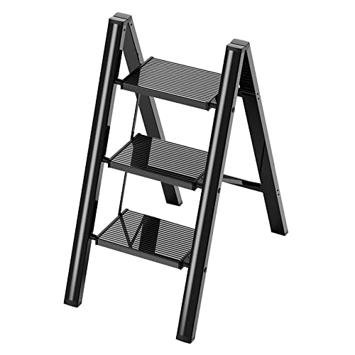 Doodad Aluminium Step Ladder for Home | Foldable & Portable Ladder for Home Improvement | Durable Wooden Color Stairs