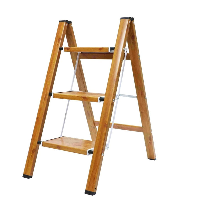 Doodad Aluminium Step Ladder for Home | Foldable & Portable Ladder for Home Improvement | Durable Wooden Color Stairs