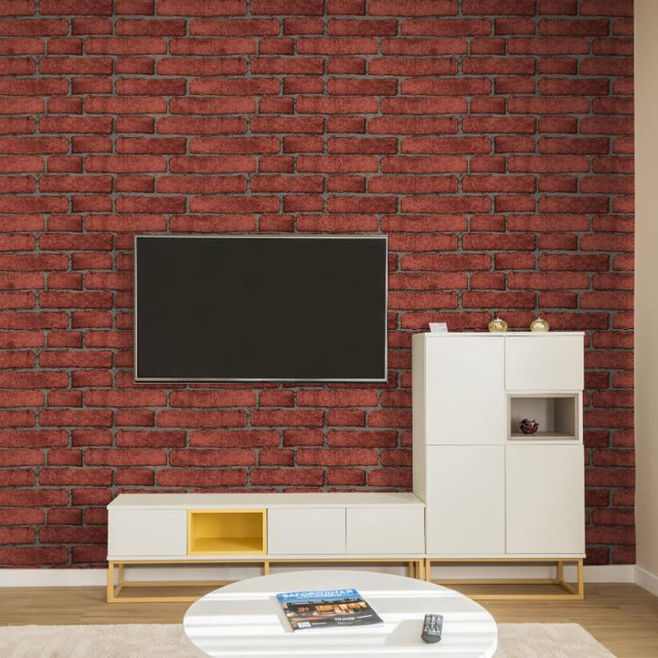 Doodad Colosseum Red Bricks Self-Adhesive DIY Wallpaper for Walls