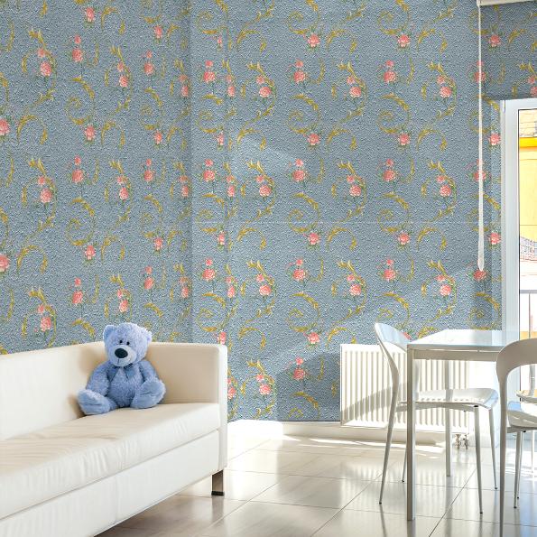 Doodad Aqua Blossom Self-Adhesive Blue DIY Wallpaper