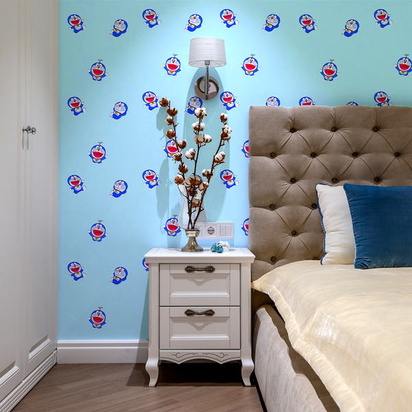 Doodad Doremon Self Adhesive Blue DIY wallpaper for wall