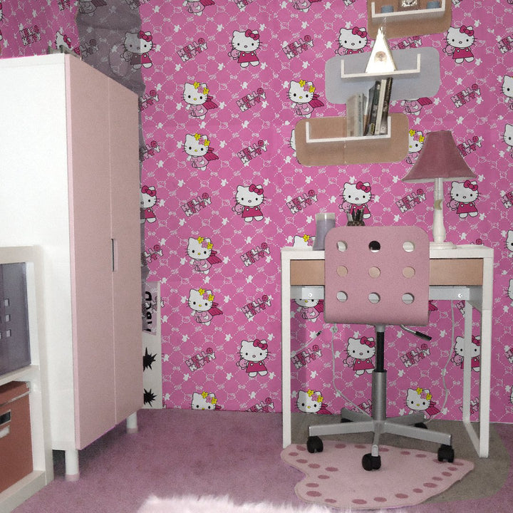 Doodad Hello Kitty Mad Libs Self Adhesive Pink DIY wallpaper for wall