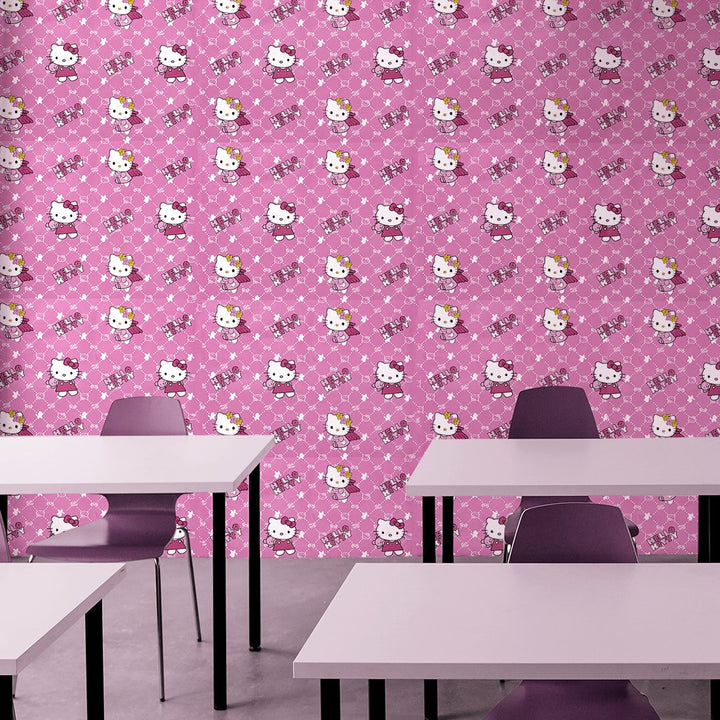 Doodad Hello Kitty Mad Libs Self Adhesive Pink DIY wallpaper for wall