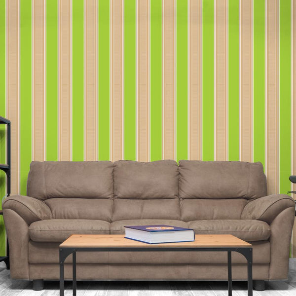 Doodad Striped Design Self Adhesive Green DIY Wallpaper for walls