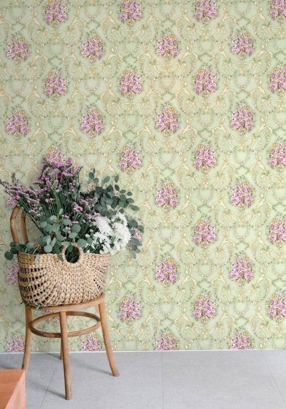 Doodad Floral Heritage Self Adhesive Green DIY wallpaper