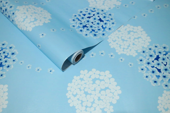 Doodad Flower Bouquet Self Adhesive Blue DIY wallpaper