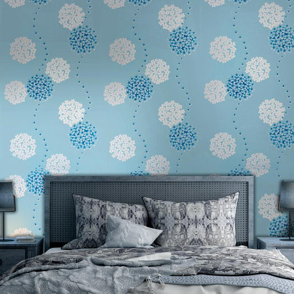 Doodad Flower Bouquet Self Adhesive Blue DIY wallpaper