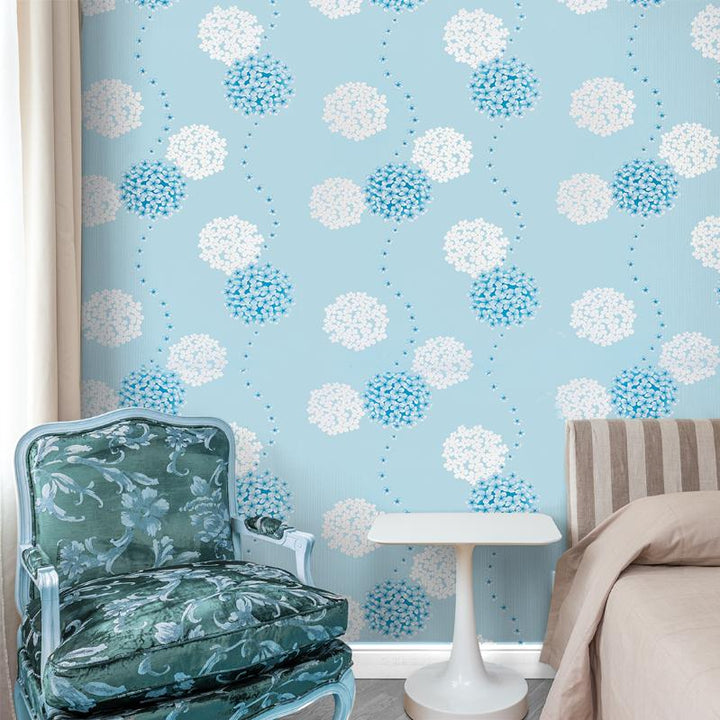 Doodad Flower Bouquet Self Adhesive Blue DIY wallpaper