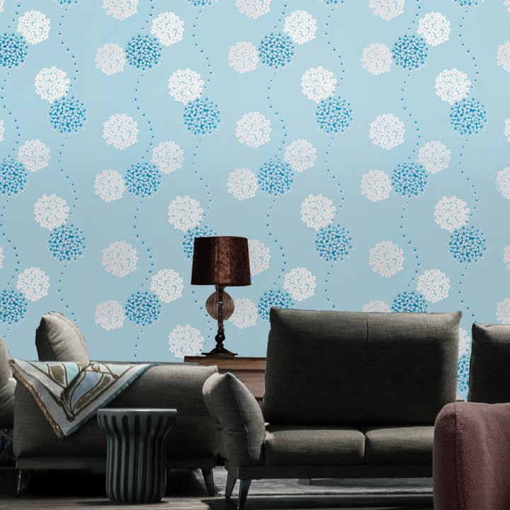 Doodad Flower Bouquet Self Adhesive Blue DIY wallpaper