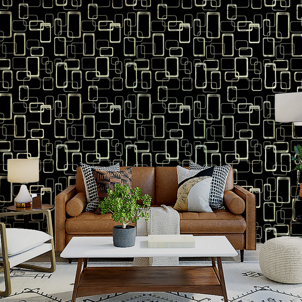 Doodad Modern Arcade Self Adhesive Black DIY wallpaper for wall