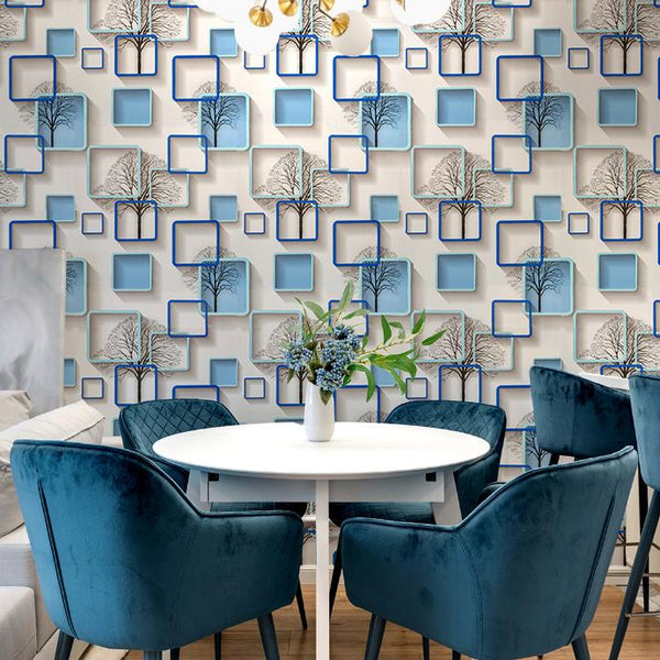 Doodad Cerulean Forest Self Adhesive Multicolor DIY wallpaper for wall