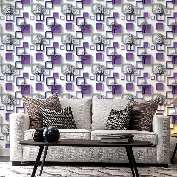 Doodad Frost Self Adhesive Purple DIY wallpaper for wall - Doodad