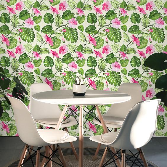 Doodad Tropical Blossom Self Adhesive Green DIY wallpaper for wall - Doodad