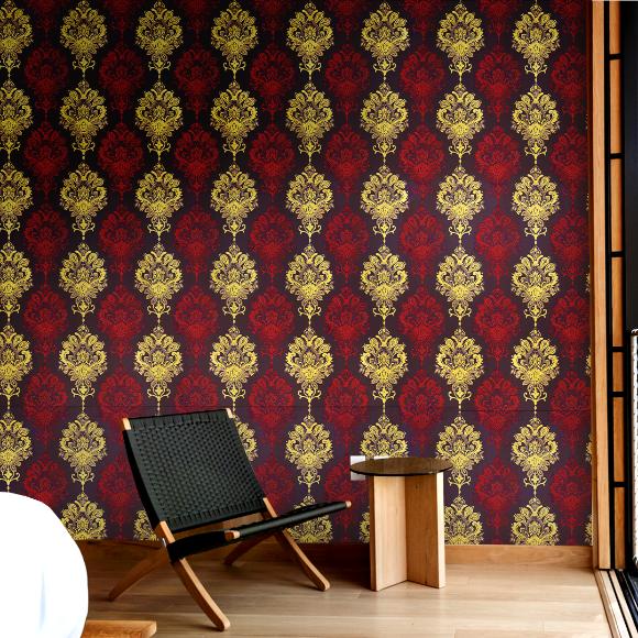 Doodad Orchid Damask Self Adhesive Violet DIY wallpaper for wall - Doodad