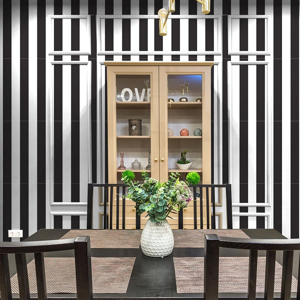 Doodad Achromatic Stripes Self Adhesive Black and White DIY wallpaper for wall - Doodad