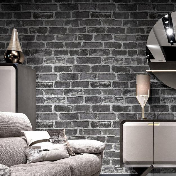 Doodad Smoky Bricks Self Adhesive Grey DIY wallpaper for wall