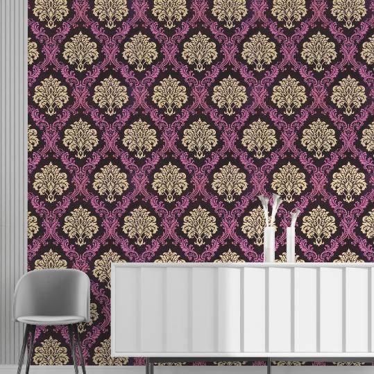 Doodad Magenta Damask Self Adhesive Purple DIY wallpaper for wall - Doodad