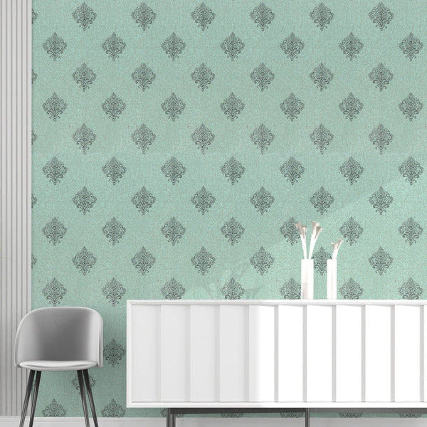 Doodad Emerald Green Damask Corinne Self Adhesive DIY Wallpaper for Wall - Doodad