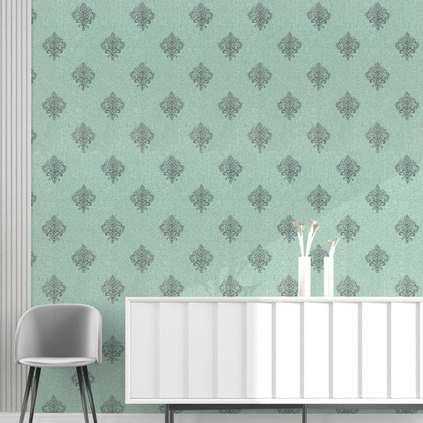 Doodad Emerald Green Damask Corinne Self Adhesive DIY Wallpaper for Wall