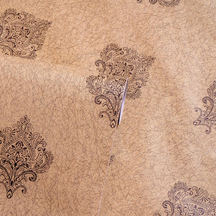 Doodad Brown Damask Corinne Self Adhesive DIY Wallpaper for Wall - Doodad