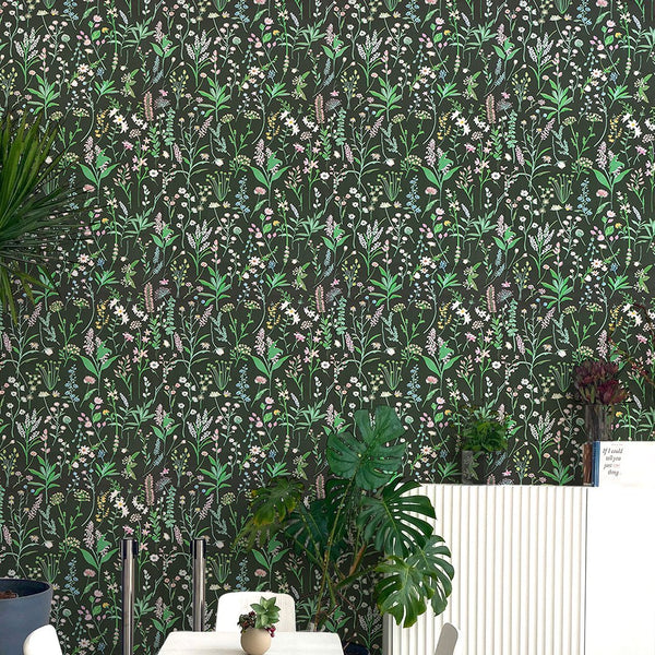 Doodad Dark Botanical leaves Self Adhesive Green DIY Wallpaper for Wall - Doodad