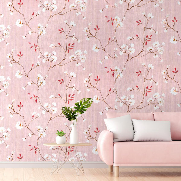 Doodad Pink Floral Self Adhesive DIY Wallpaper for Wall - Doodad