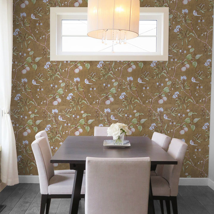 Doodad Apple With Green Leaf Self Adhesive Brown DIY Wallpaper for Wall - Doodad