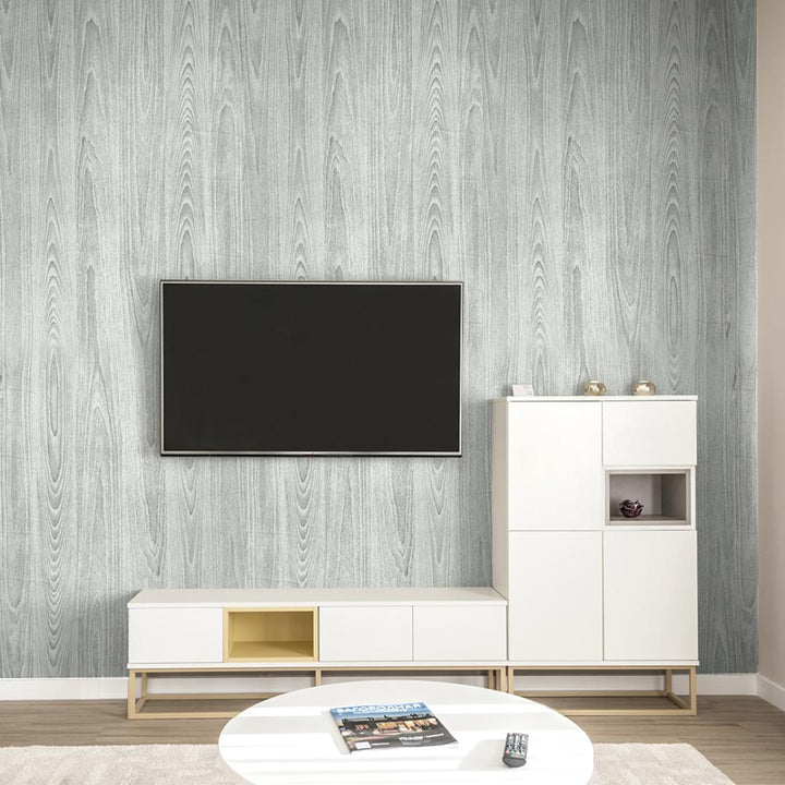 Doodad Plain Wooden Self Adhesive Grey DIY Wallpaper for Wall - Doodad