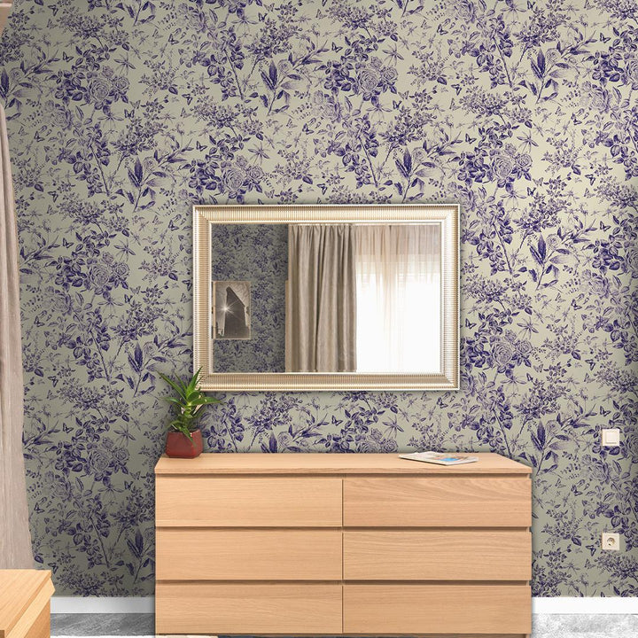 Doodad Floral pattern Self Adhesive pale lavender DIY Wallpaper for Wall - Doodad