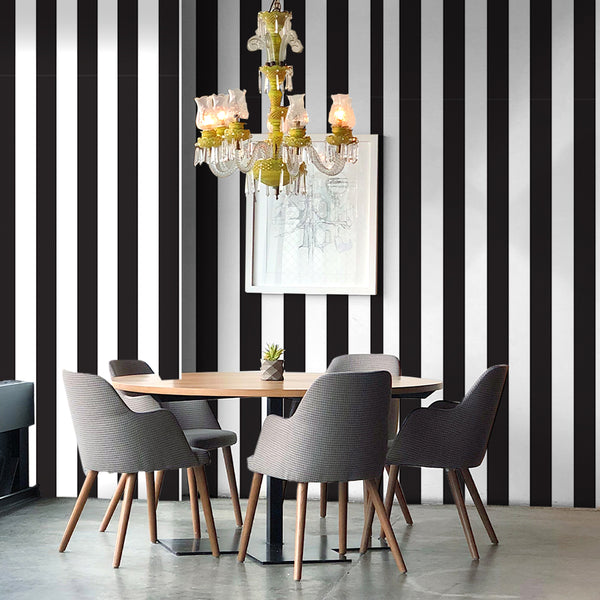 Doodad Achromatic Stripes Self Adhesive Black and White DIY wallpaper for wall