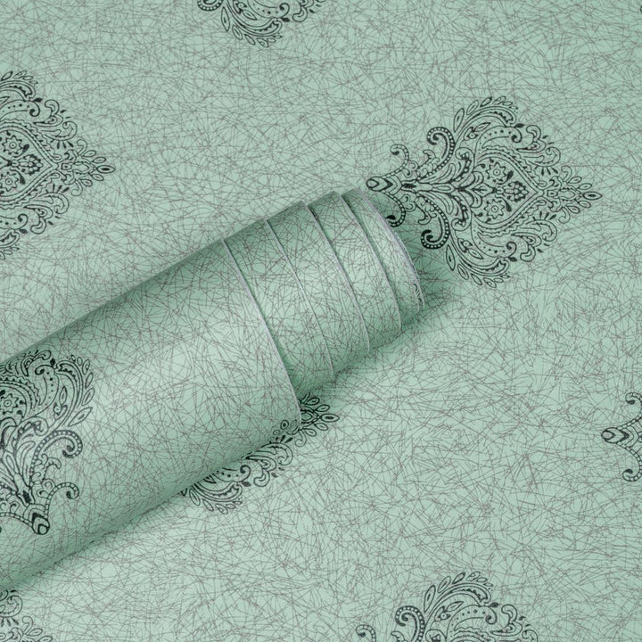 Doodad Emerald Green Damask Corinne Self Adhesive DIY Wallpaper for Wall - Doodad