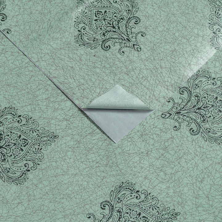 Doodad Emerald Green Damask Corinne Self Adhesive DIY Wallpaper for Wall - Doodad