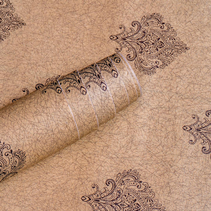 Doodad Brown Damask Corinne Self Adhesive DIY Wallpaper for Wall - Doodad