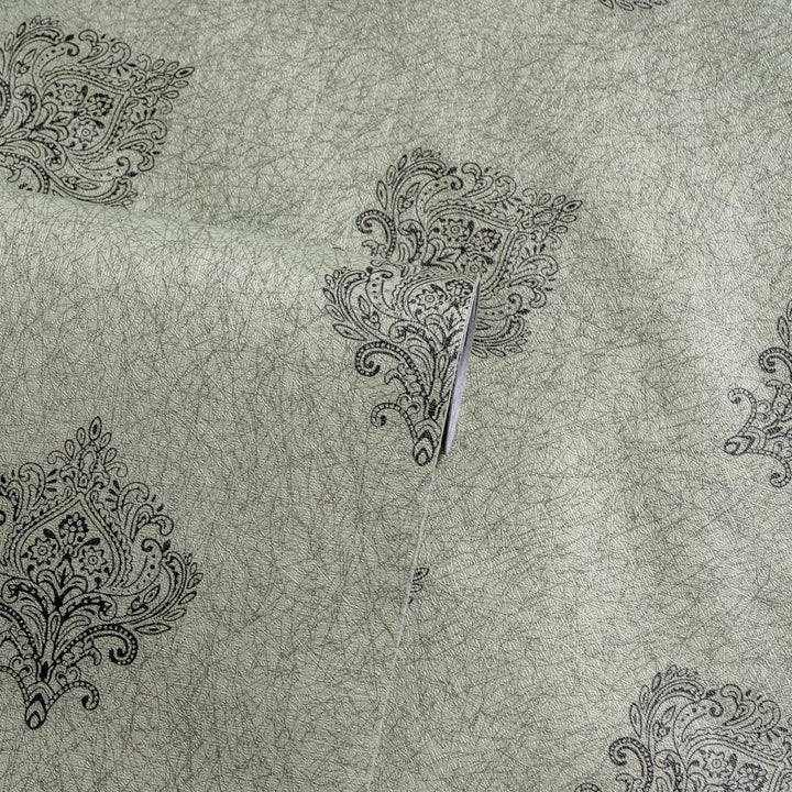 Doodad Grey Damask Corinne Self Adhesive DIY Wallpaper for Wall - Doodad