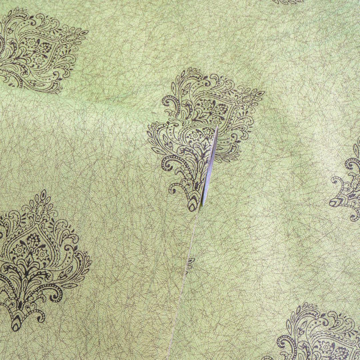 Doodad Green Damask Corinne Self Adhesive DIY Wallpaper for Wall - Doodad